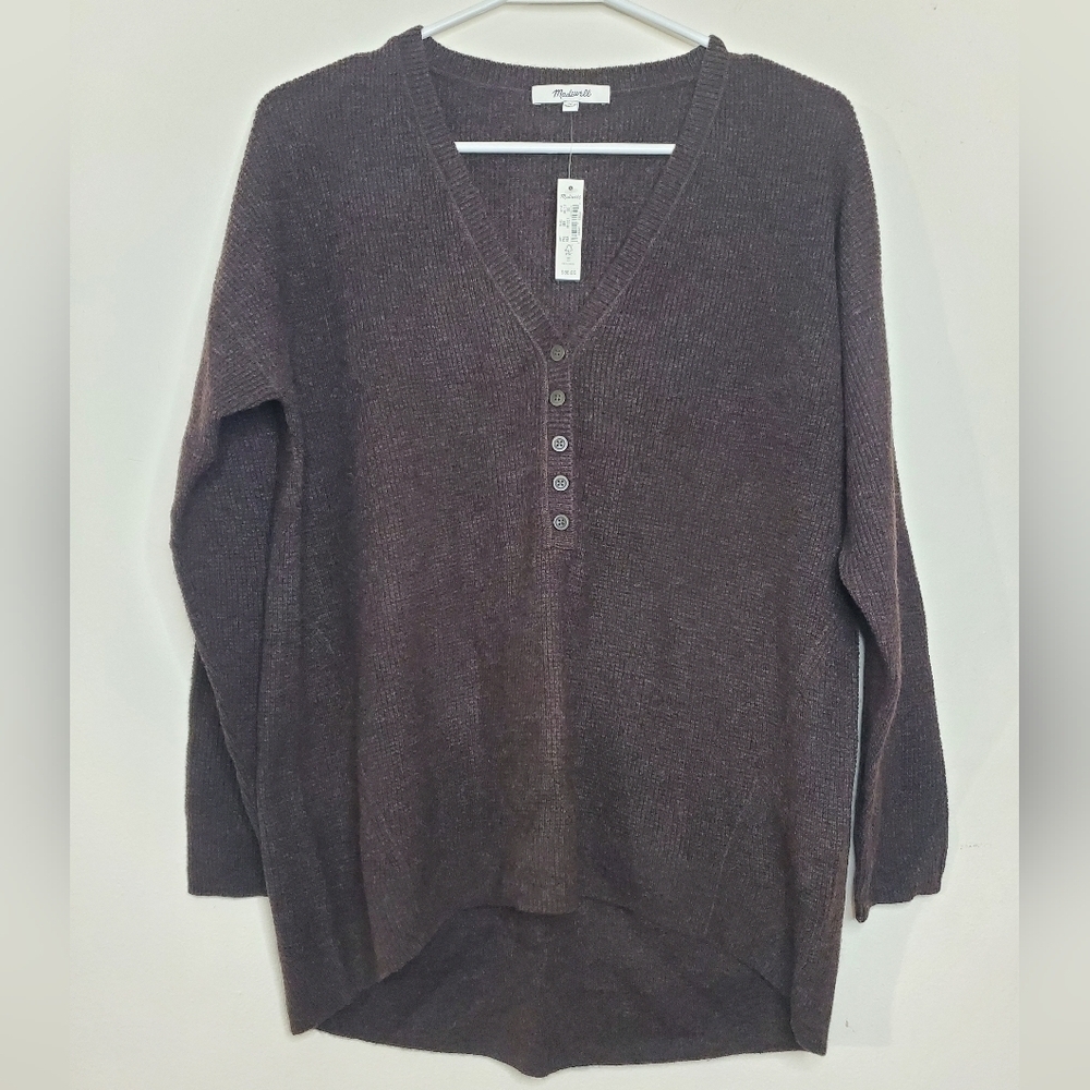 NWT Madewell Atherton Waffle Henley Sweater Size XS